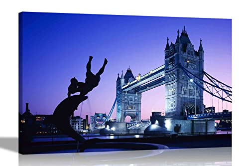 Blauer Himmelsturm-Brücke London Leinwand-Kunstdrucke Stadtbilder Stadtbild Kunstwerk Zuhause Schlafzimmer Dekor gerahmt für Wohnzimmer 51 x 35 cm von Artley Prints