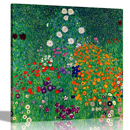 Blumengarten von Gustav Klimt Leinwandbilder Wandkunstdrucke Wohnkultur Hängende Fotos Impressionismus 51 x 51 cm von Artley Prints