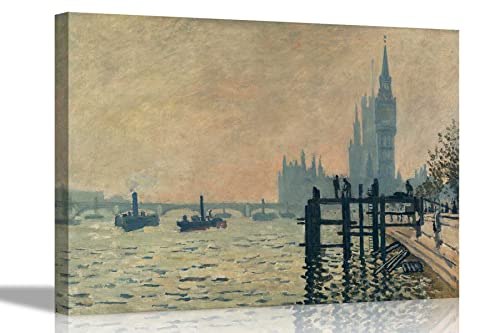 Claude Monet Leinwandbild "The Themes Below Westminster", gerahmt, 86 x 61 cm von Artley Prints