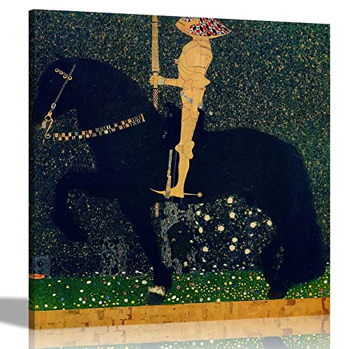 Golden Knight by Gustav Klimt Ölgemälde Reproduktion Leinwanddrucke Gerahmte Wandkunst Bilder Moderne Kunstwerk 86 x 86 cm (34 x 34 Zoll) von Artley Prints