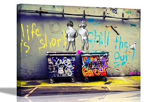 Leinwanddruck "Life Is Short Chill The Duck Out By Banksy", Graffiti-Kunstwerk, 40 x 30 cm, A3 von Artley Prints