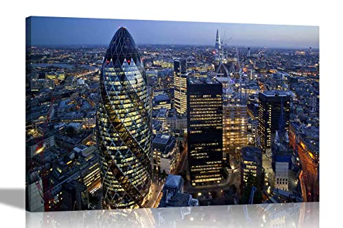 Stadtbild der ikonischen Londoner Wolkenkratzer Leinwanddruck Stadt Wandkunst Bilder Gerahmte Bürofotos hängende Kunstwerk Wohnzimmer 51 x 35 cm von Artley Prints