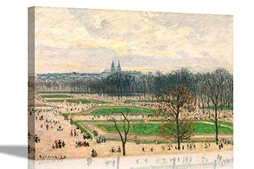 The Garden of the Tuileries on a Winter Afternoon by Camille Pissarro Leinwand-Kunstdrucke, gerahmtes Poster, Bilder, Heimbüro, Dekoration, Schlafzimmer, Wohnzimmer, Kunstwerk, groß, 76 x 50 cm von Artley Prints
