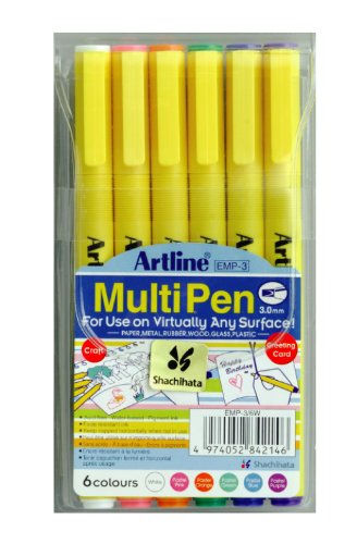Artline Pastel MultiPen Stift 3 mm Keilspitze, Weiß/Pastellrosa/Pastellorange/Pastellblau/Pastellgrün/Pastelllila, 6 Stück von Artline