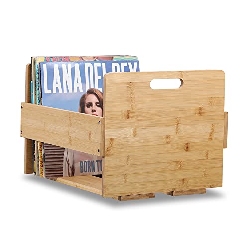 Artliving Schallplatten-Aufbewahrungskiste aus Bambus – Album-Aufbewahrungsbox für Vinyl-Schallplatten – für bis zu 80 LPs, Alben – Desktop-Organizer für Zeitschriften und Akten – Zuhause oder Büro von Artliving