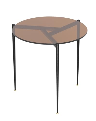 Artloge Couchtisch Rund Glas Wohnzimmertisch: Nordischer Minimalistischer Gehärtetem Glas Sofatisch - Moderner Beistelltisch für Zuhause, Wohnzimmer, Terrasse, Garten - 50 cm × 50 cm × 50 cm Gold von Artloge