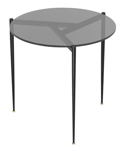 Artloge Couchtisch Rund Glas Wohnzimmertisch: Nordischer Minimalistischer Gehärtetem Glas Sofatisch - Moderner Beistelltisch für Zuhause, Wohnzimmer, Terrasse, Garten - 50 cm × 50 cm × 50 cm Grau von Artloge