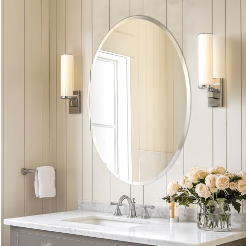 Artloge Spiegel Wand dekorative Flurspiegel Oval 50×70 cm, Wohnzimmer Spiegel Dekospiegel Silber abgeschrägter Spiegel HD Hochwertiger Hängespiegel für Wohnzimmer Schlafzimmer Badezimmer von Artloge
