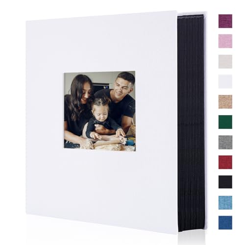 Artmag Fotoalbum aus Stoff, 10,2 x 15,2 cm, 400 cm, großes Fassungsvermögen, für Familienhochzeit, Hochzeitstag, Leinenalbum für 400 vertikale Fotos (400 Taschen, weiß) von Artmag