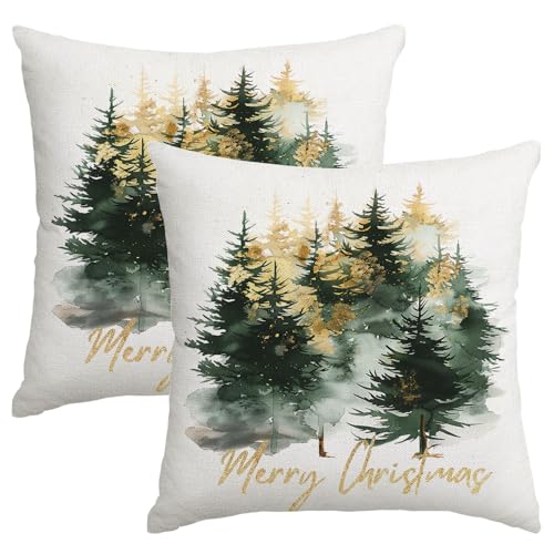 Artmag Weihnachts-Kissenbezüge, 50,8 x 50,8 cm, 2 Stück, Schwarz/Gold, Motiv: Merry Christmas Tree, rustikal, dekorative Überwurfkissen, Winterurlaub, Dekoration für Couch, Sofa Artmag Weihnachts-Kissenbezüge, 50,8 x 50,8 cm, 2 Stück, Schwarz/Gold, Motiv: Merry Christmas Tree, rustikal, dekorative Überwurfkissen, Winterurlaub, Dekoration für Couch, Sofa von Artmag