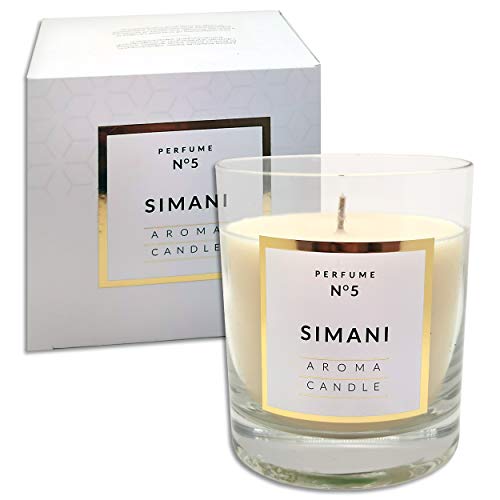 250 g Duftkerze im Glas | 12 Düfte zur Auswahl | Duftwachs Kerze mit 114 Std. Brenndauer in edler Geschenkverpackung (Simani N°5) von Artman Candles