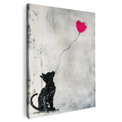Artmazing | Banksy Katze Bild Bunt | S-Art Modern | Coole Wandbilder Wohnzimmer | Deko XXL | Leinwand XXL von Artmazing