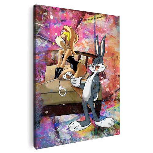 Artmazing | Bugs Bunny Bild bunt | Bild Bugs Bunny | S-Art Bilder | Bugs Bunny Bilder Modern | Coole Wandbilder Wohnzimmer | Wandbild Bugs Bunny Deko XXL | Bild Leinwand XXL | buntes Poster für Wand von Artmazing