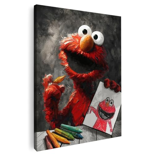 Artmazing | Elmo Bild bunt | S-Art Bilder | Elmo Bilder Modern | Coole Wandbilder Wohnzimmer | Wandbild Elmo Deko XXL | Bild Leinwand XXL | buntes Poster für Wand von Artmazing