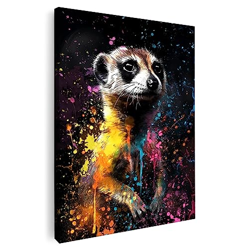 Artmazing | Erdmännchen Bild bunt | Poster & Kunstdrucke | Bild Erdmännchen | S-Art Bilder | Erdmännchenbilder Modern | Coole Wandbilder Wohnzimmer | Erdmännchen Bilder | Leinwand XXL | Bild hochkant von Artmazing