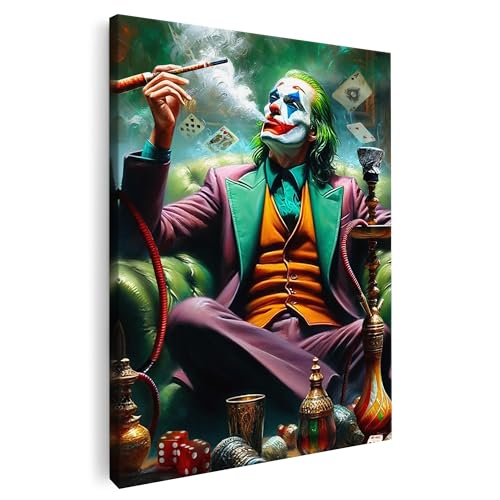 Artmazing | Joker Shisha Bild bunt | S-Art Bilder | Joker Shisha Bilder Modern | Coole Wandbilder Wohnzimmer | Wandbild Joker Shisha Deko XXL | Bild Leinwand XXL | Joker Shisha Bilder Wand von Artmazing