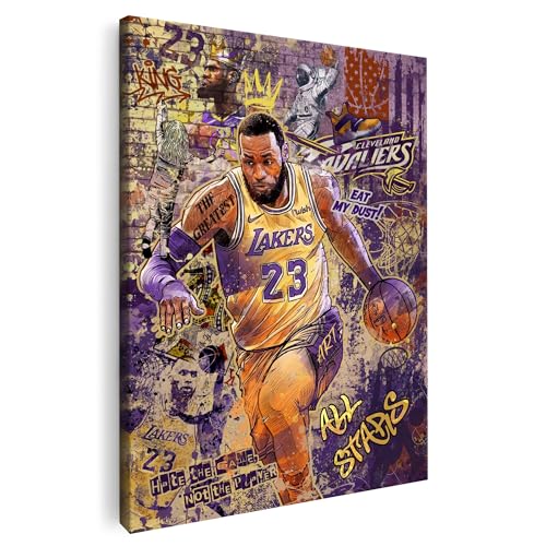 Artmazing | Lebron James Bild bunt | S-Art Bilder | Lebron James Bilder Modern | Coole Wandbilder Wohnzimmer | Wandbild Lebron James Deko XXL | Bild Leinwand XXL | buntes Poster für Wand von Artmazing