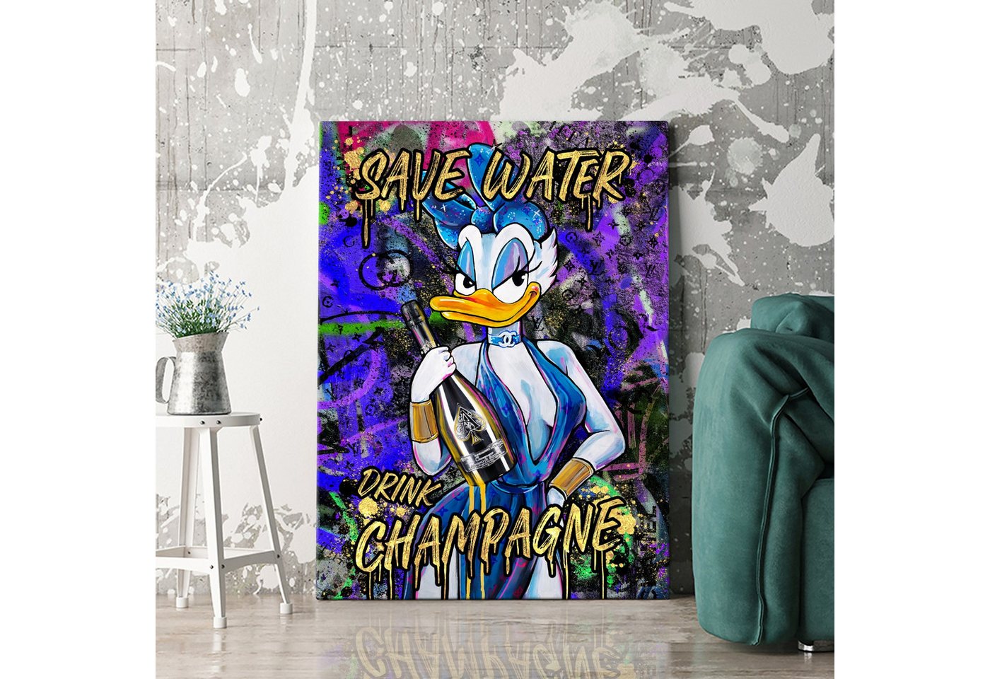 Artmazing Leinwandbild Save Water With Daisy, XXL Leinwand 120x80, Poster & Kunstdrucke, Save Water With Daisy Artmazing Leinwandbild Save Water With Daisy, XXL Leinwand 120x80, Poster & Kunstdrucke, Save Water With Daisy von Artmazing