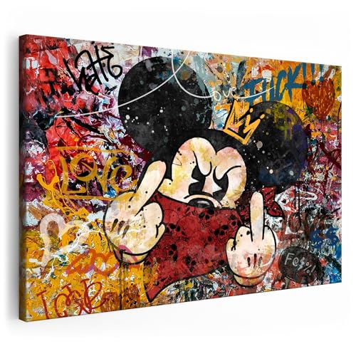 Artmazing | Mickey Bild bunt | Bild Mickey | S-Art Bilder | Mickey Bilder Modern | Coole Wandbilder Wohnzimmer | Wandbild Mickey Deko XXL | Bild Leinwand XXL | buntes Poster für Wand von Artmazing
