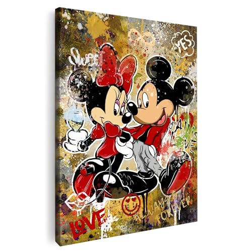 Artmazing | Mickey Minnie Bild bunt | S-Art Bilder | Mickey Minnie Bilder Modern | Coole Wandbilder Wohnzimmer | Wandbild Mickey Minnie Deko XXL | Bild Leinwand XXL | buntes Poster für Wand von Artmazing