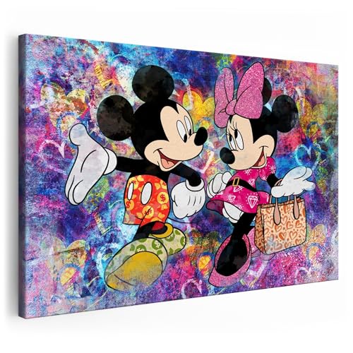 Artmazing | Mickey und Minnie Maus Bild | Mickey Maus Bilder auf Leinwand | Coole Wandbilder Wohnzimmer | Bild Minnie Maus | Leinwand Mickey Maus | Bilder | Bild Leinwand XXL | Buntes Poster für Wand von Artmazing