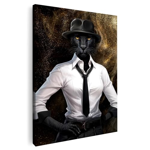 Artmazing | Pantherbild gross hochkant | Bilder Panther modern auf Leinwand | Pantherbilder Modern | Coole Wandbilder Wohnzimmer | Wandbild Panther Deko XXL | Bilder Leinwand Modern | Panther Bilder von Artmazing