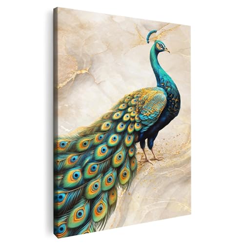 Artmazing | Pfau Bild bunt | S-Art Bilder | Pfau Bilder Modern | Coole Wandbilder Wohnzimmer | Wandbild Pfau Deko XXL | Bild Leinwand XXL | Pfau Bilder Wand von Artmazing