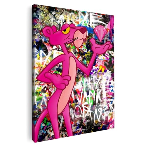 Artmazing | Pink Panther bunt | Poster & Kunstdrucke | Graffiti Bild | Bilder | Pop Art Bilder Leinwand | Coole Wandbilder Wohnzimmer | Kunstdruck Leinwand | Wandbild XXL | Buntes Poster für Wand von Artmazing