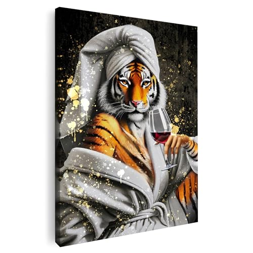 Artmazing | Tiger Spa Bild bunt | S-Art Bilder | Tiger Spa Bilder Modern | Coole Wandbilder Wohnzimmer | Wandbild Tiger Spa Deko XXL | Bild Leinwand XXL | buntes Poster für Wand von Artmazing