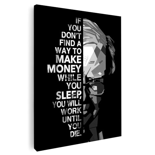 Artmazing | Warren Buffett Motivation Bild Schwarz Weiß | S-Art Bilder | Motivation Bilder Modern | Coole Wandbilder Wohnzimmer | Motivation Deko XXL | Leinwand XXL | Schwarz Weißes Poster für Wand von Artmazing