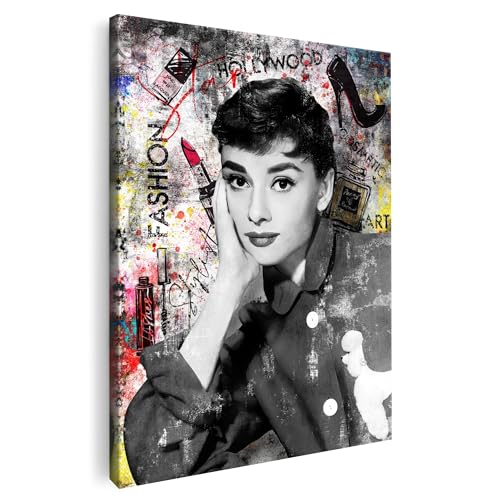 Artmazing | Audrey Hepburn Bild bunt | Bild Filmstar | S-Art Bilder | Audrey Hepburn Bilder Modern | Leinwandbilder XXL Wohnzimmer | Wandbild Audrey Hepburn Deko XXL | Leinwand XXL | Buntes Poster von Artmazing