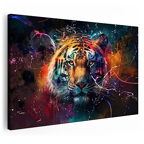 Artmazing | Tiger Bild | Bild Tiger Leinwand | Pop Art Bilder | Tigerbilder Modern | Poster & Kunstdrucke | Wandbild Tiger Deko XXL | Kunstdrucke Leinwand | Tiger Bilder | Bild XXL | Wanddeko Poster von Artmazing