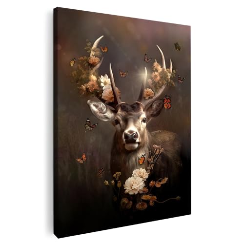 Artmazing | Hirsch Bild bunt | Hirsch Leinwand | Coole Wandbilder Wohnzimmer | Bild Hirsch | S-Art Bilder Preise | Wandbild | Bild Leinwand XXL | Hirsch Bilder Leinwand von Artmazing