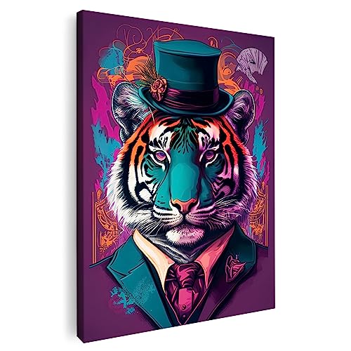 Artmazing | Mr. Tiger Bild | Bilder Tiger Modern | S-Art Bilder | Tigerbilder Modern | Poster & Kunstdrucke | Wandbild Tiger Deko XXL | Kunstdrucke Leinwand | Tiger Bilder | Bild Hochformat | Wanddeko von Artmazing