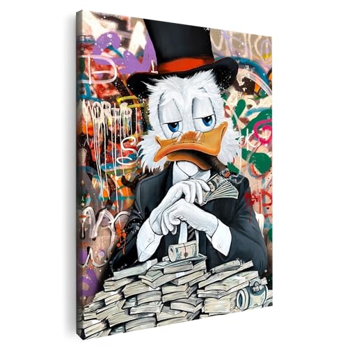 Artmazing | Dagobert Duck Bild | Dagobert Duck Leinwand | Leinwandbilder XXL Wohnzimmer | Graffiti Bild Dagobert Duck | S-Art Bilder Dagobert Duck | Bilder | Leinwand XXL | Dagobert Duck Bild Leinwand von Artmazing