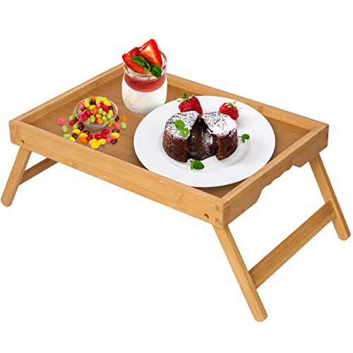 Artmeer Betttablett mit klappbaren Beinen, Bambus, Frühstück im Bett, für TV-Tisch, Laptop, Computer-Tablett, Essen, Snack-Tablett (Bambus) von Artmeer