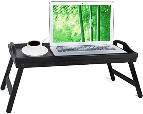 Betttablett, Betttisch mit klappbaren Beinen, für Frühstück im Bett oder als Serviertablett, TV-Tisch, Laptop-Tablett, Snack-Tablett (schwarz) von Artmeer