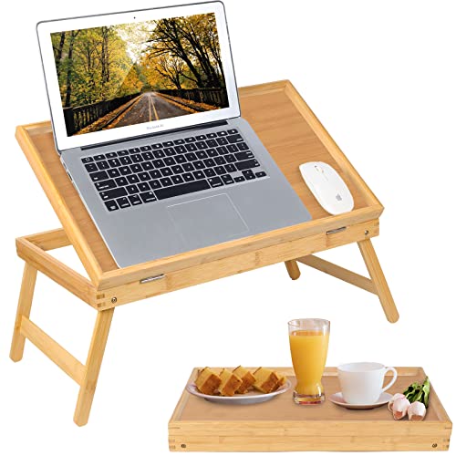 Betttablett mit klappbaren Beinen, Serviertablett für Knietablett, Notebook, Computer, Sofa, Fernseher, Snack-Tablett (Beige, groß) von Artmeer
