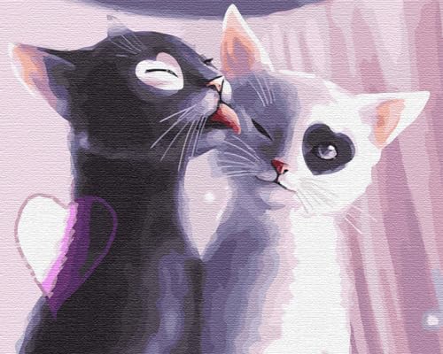 Artnapi Malen nach Zahlen Erwachsene mit Rahmen | DIY Handgemalt | Pflegende Katzen | Kit für Anfänger und Erwachsene | Set inklusive Acrylfarben & Pinsel | 40x50cm Leinwand | Ideal als Geschenk von Artnapi