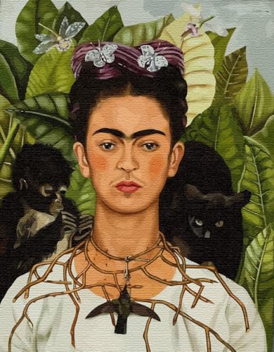 Artnapi Malen nach Zahlen Erwachsene mit Rahmen | DIY Handgemalt | Frida Kahlo Selbstporträt | Kit für Anfänger und Erwachsene | Set inklusive Acrylfarben & Pinsel | 40x50cm Leinwand | Geschenke von Artnapi
