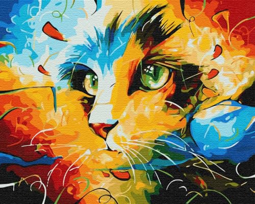 Artnapi Malen nach Zahlen Erwachsene mit Rahmen | DIY Handgemalt | Tiere - Katzenauge | Kit für Anfänger und Erwachsene | Set inklusive Acrylfarben & Pinsel | 40x50cm Leinwand | Ideal als Geschenk von Artnapi