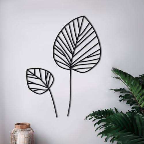 Artnova Dekorative Wandbilder aus Metall - (83 cm) - Wanddeko - Monstera-Blätter - Minimalistisches Kunstbild für moderne Räume zu Hause, Büro und Außenbereich von Artnova