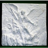 Große 3D Michael Erzengel Wand Skulptur Kunst Plaque Große 3D Michael Erzengel Wand Skulptur Kunst Plaque von ArtofHistory