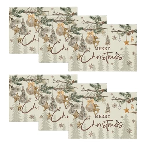 Artoid Mode Bäume Hirsche Kugel Merry Christmas Weihnachten Platzsets 6er Set, 30x45cm Winter Tischset Waschbar Platzdeckchen Küche Party Deko Artoid Mode Bäume Hirsche Kugel Merry Christmas Weihnachten Platzsets 6er Set, 30x45cm Winter Tischset Waschbar Platzdeckchen Küche Party Deko von Artoid Mode