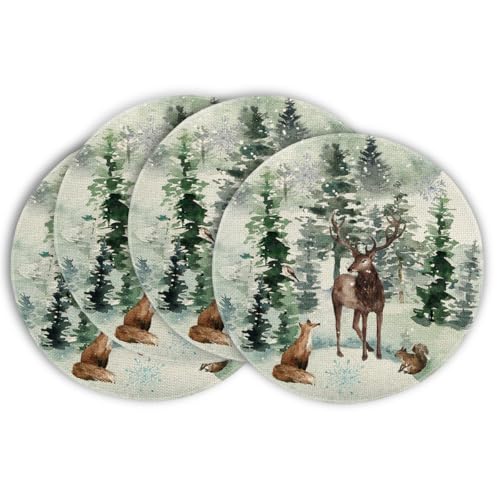 Artoid Mode Bäume Schneeflocken Fuchs Rentier Weihnachten Runde Platzsets 4er Set, 37cm Winter Xmas Tischset Platzdeckchen Küche Party Deko Artoid Mode Bäume Schneeflocken Fuchs Rentier Weihnachten Runde Platzsets 4er Set, 37cm Winter Xmas Tischset Platzdeckchen Küche Party Deko von Artoid Mode