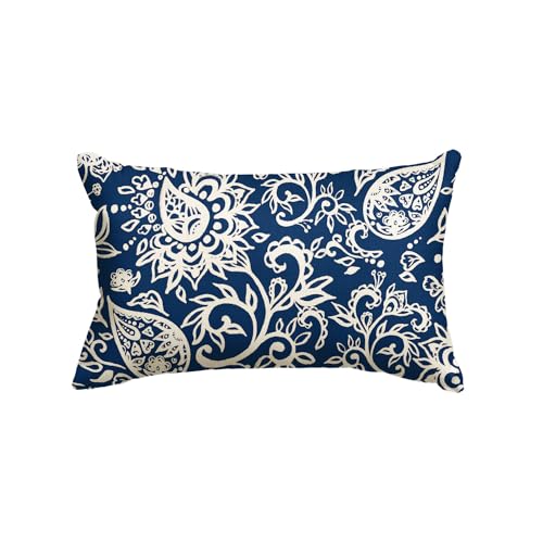 Artoid Mode Blau Floral Paisley Frühling Kissenbezug, 30x50 cm Saisonnal Zierkissenbezug Cushion Cover Couch Wohnzimmer Deko von Artoid Mode