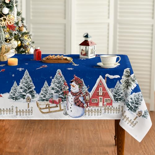 Artoid Mode Blau Haus Schnee Bäume Zaun Schneemann Weihnachten Tischdecke 140x160 cm, Winter Fleckschutz Tischwäsche Küche Dekoration Party Dekor Artoid Mode Blau Haus Schnee Bäume Zaun Schneemann Weihnachten Tischdecke 140x160 cm, Winter Fleckschutz Tischwäsche Küche Dekoration Party Dekor von Artoid Mode