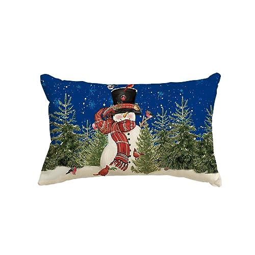 Artoid Mode Blau Schneemann Baumzweige Let It Snow Weihnachten Kissenbezug, 30x50 cm Saisonnal Zierkissenbezug Cushion Cover Couch Wohnzimmer Deko von Artoid Mode