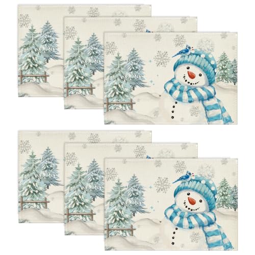 Artoid Mode Blau Schneemann Weihnachten Platzsets 6er Set, 30x45cm Winter Xmas Tischset Waschbar Platzdeckchen Küche Party Deko Artoid Mode Blau Schneemann Weihnachten Platzsets 6er Set, 30x45cm Winter Xmas Tischset Waschbar Platzdeckchen Küche Party Deko von Artoid Mode