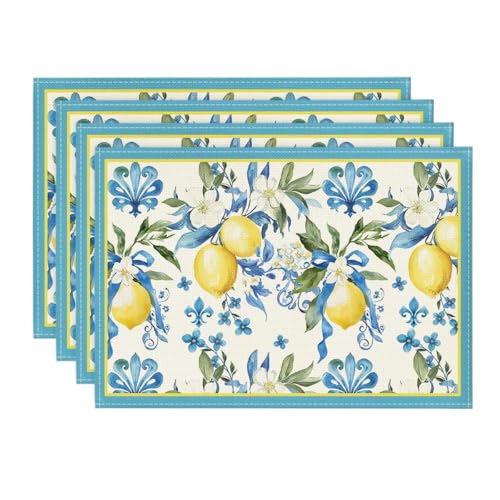 Artoid Mode Blau Zitrone Sommer Platzsets 4er Set, 30x45cm Couchtisch Urlaub Tischsets Waschbar Platzdeckchen Küche Party Deko Artoid Mode Blau Zitrone Sommer Platzsets 4er Set, 30x45cm Couchtisch Urlaub Tischsets Waschbar Platzdeckchen Küche Party Deko von Artoid Mode